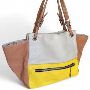 Authentic orYANY pebbled leather colorblock tote bag